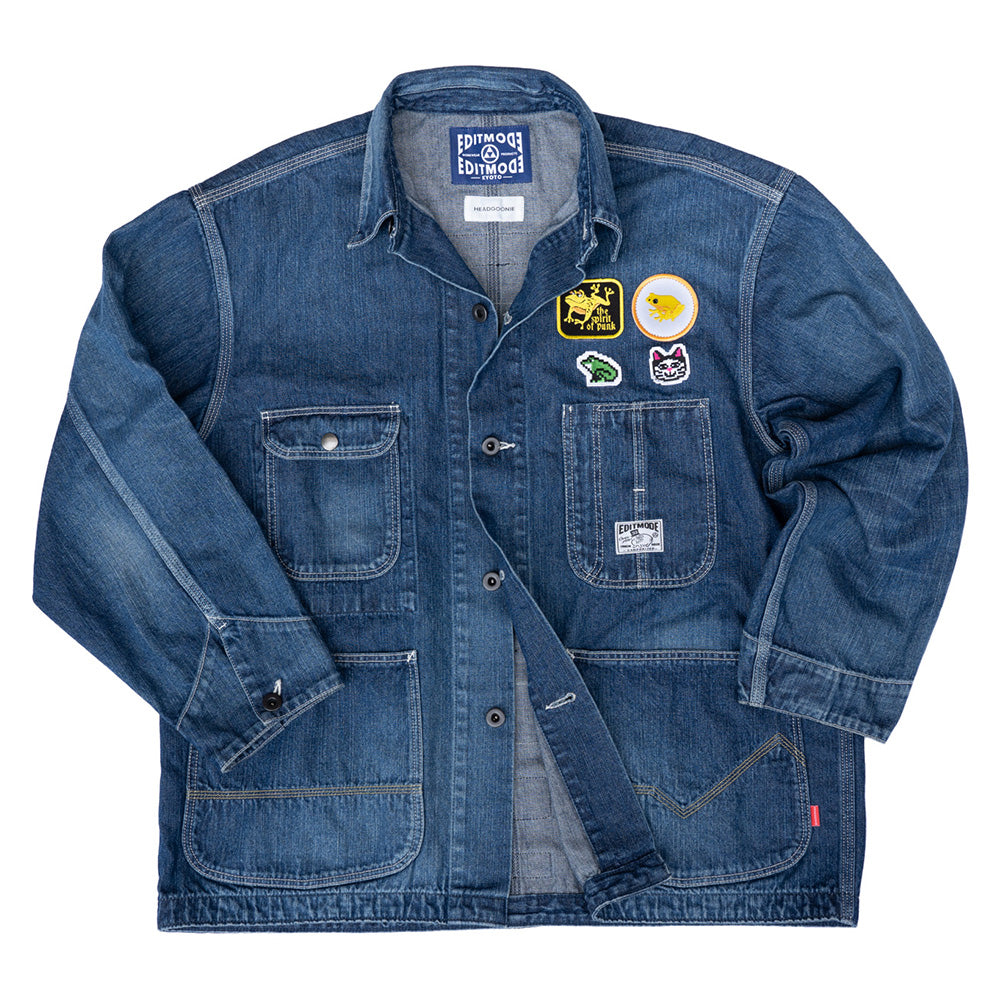 カスタムデニムジャケット　ワッペン　刺繍　ペイント　スパンコール　Lサイズ カスタムデニムジャケット ワッペン 刺繍 ペイント スパンコール L